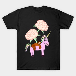 unicorn with a sloth and cherry blossoms T-Shirt